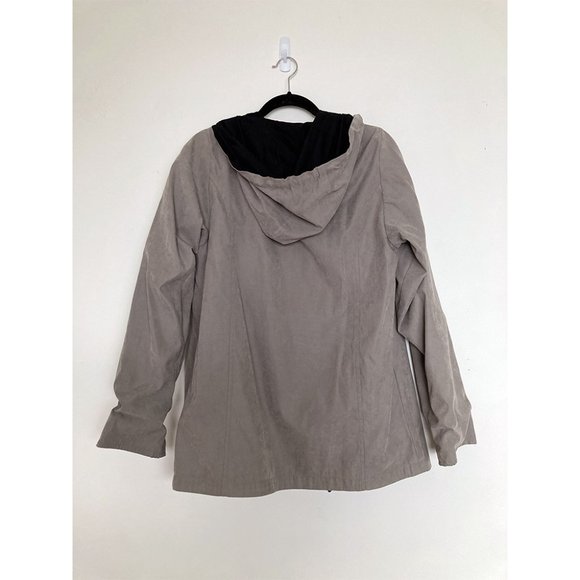 Faux Suede Black and Tan Reversible Hooded Jacket - Picture 4 of 4